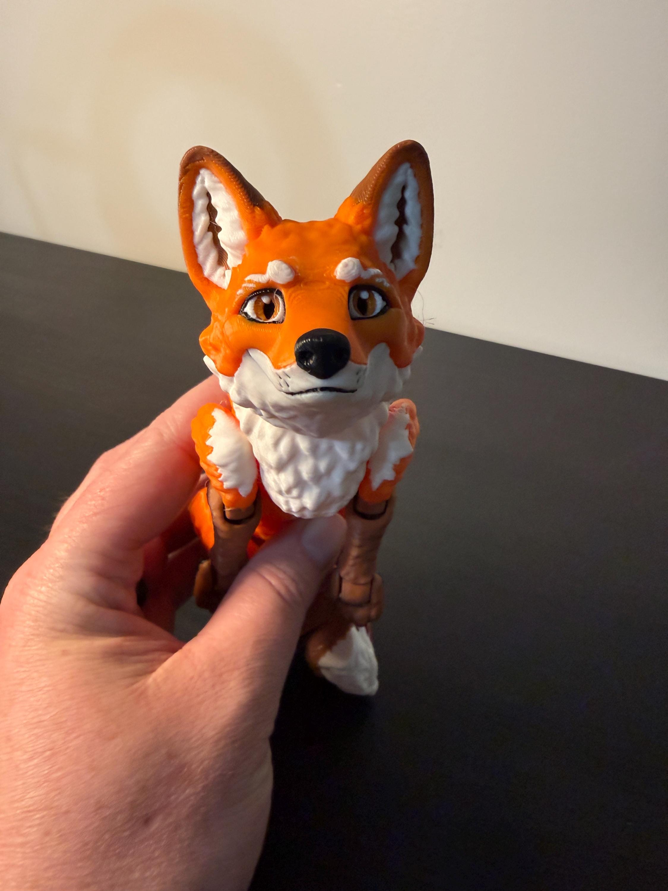 Posable 3D Printed Fox Toy – Orange Woodland Animal Figurine