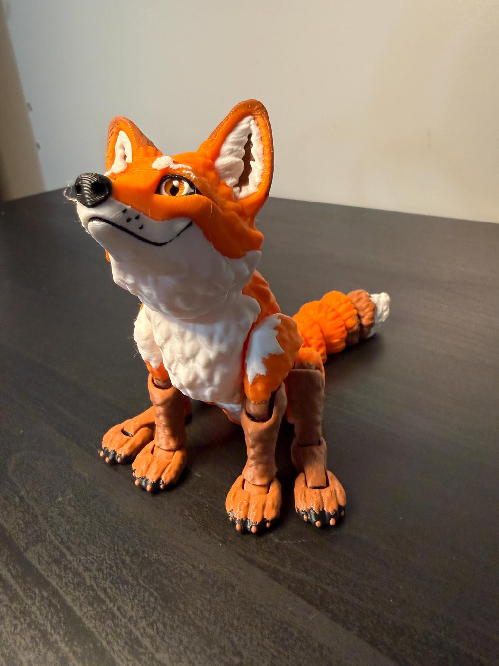 Posable 3D Printed Fox Toy – Orange Woodland Animal Figurine