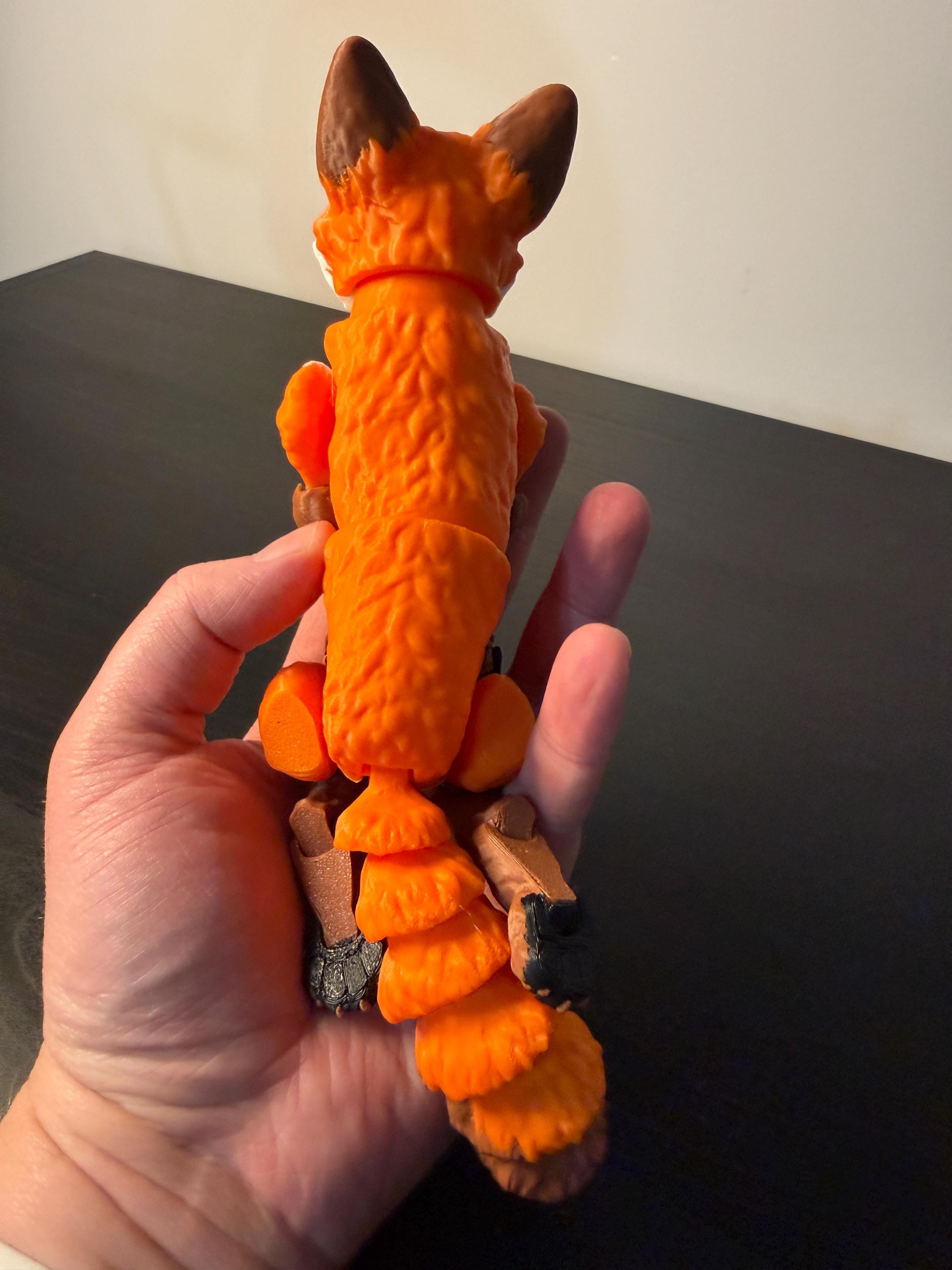 Posable 3D Printed Fox Toy – Orange Woodland Animal Figurine